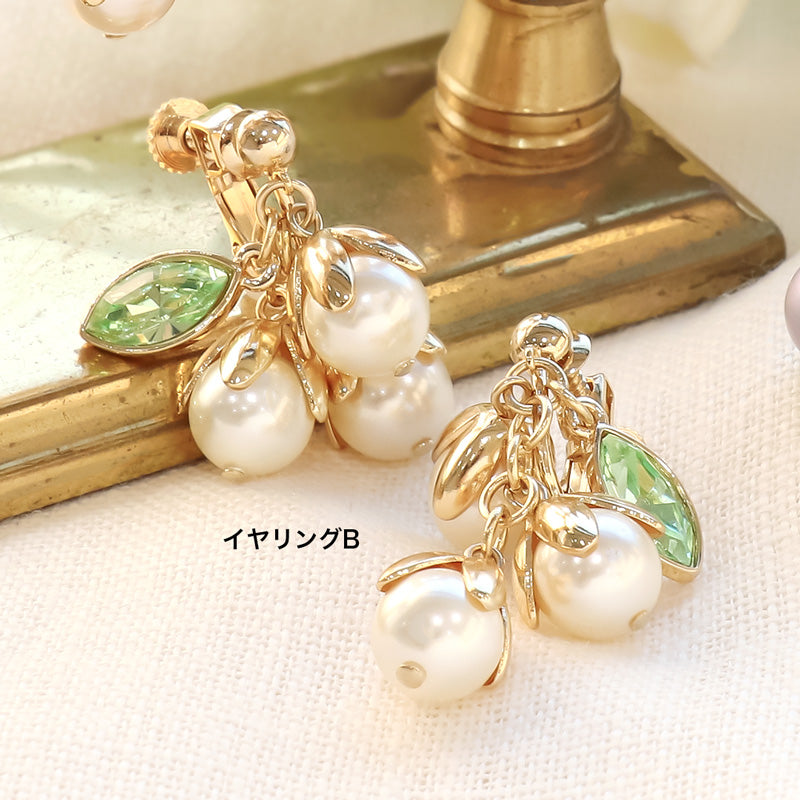 レシピNo.KR1165 メタルフラワーとパールのアクセサリー3種