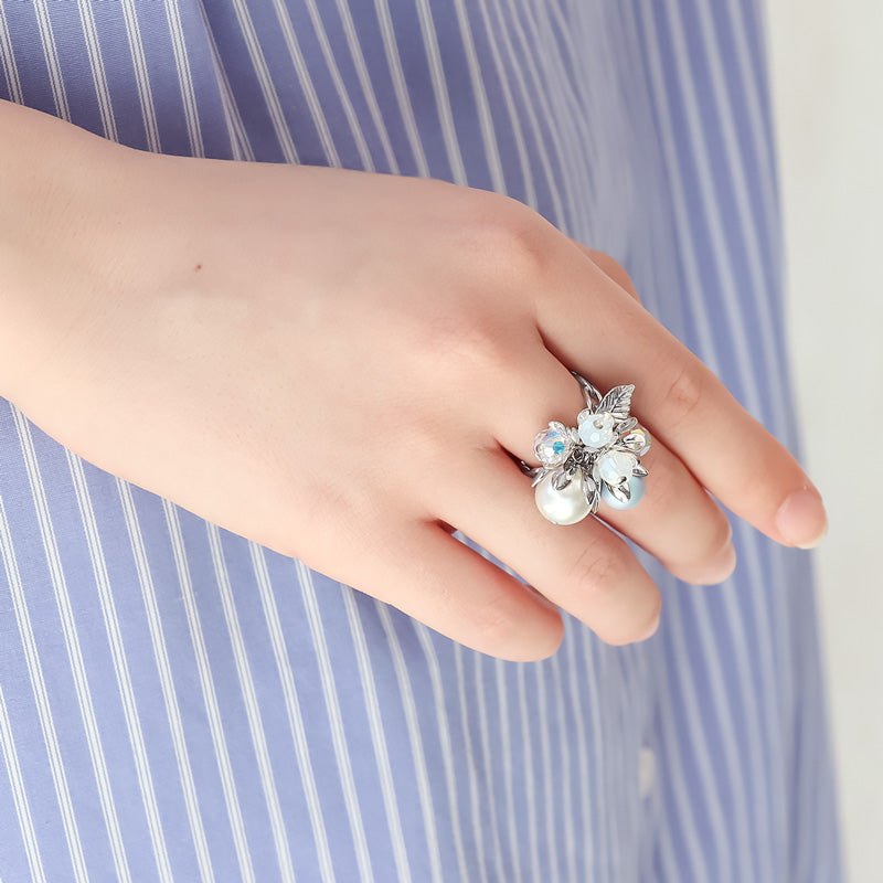 レシピNo.KR1165 メタルフラワーとパールのアクセサリー3種