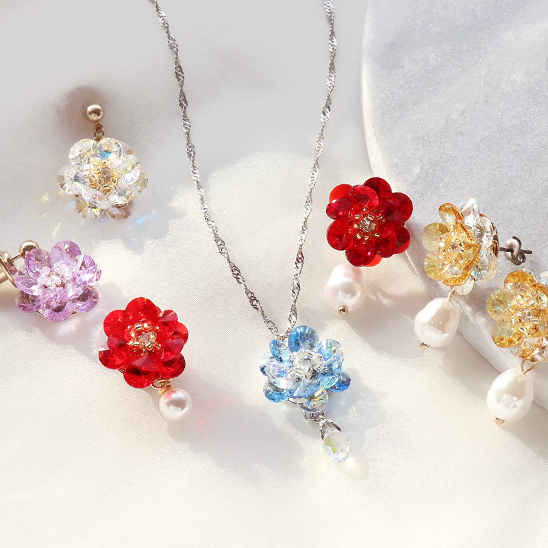 レシピNo.KR1167 貴和クリスタルのフローラアクセサリー4種