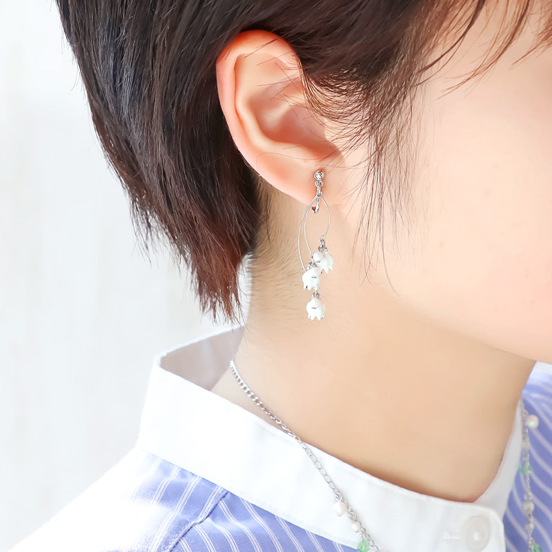 レシピNo.KR1169 チャームすずらんとクリスタルパールのネック&イヤリング
