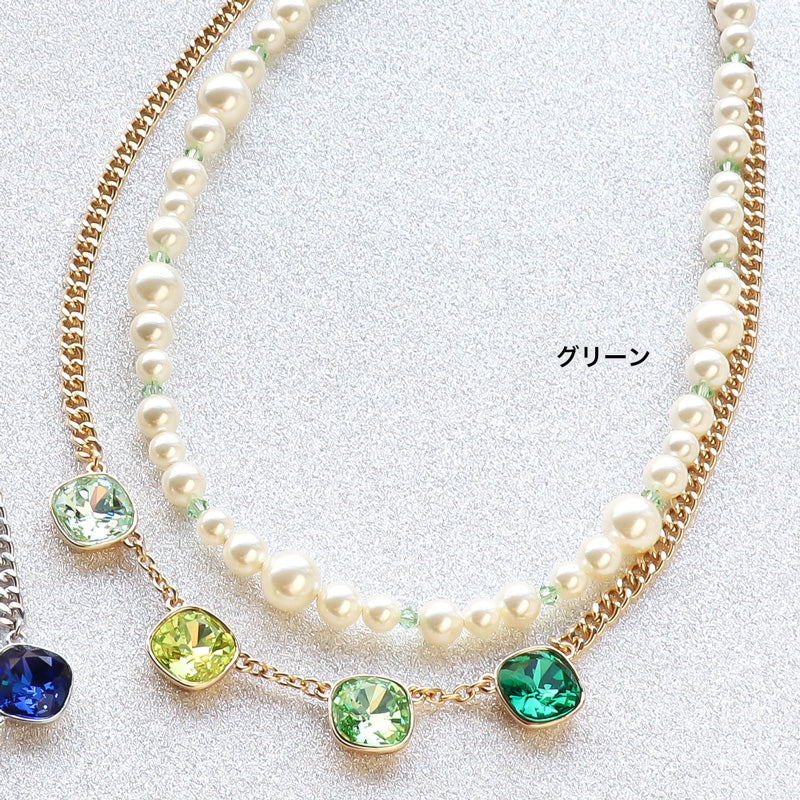 レシピNo.KR1171 貴和クリスタルのレイヤードネックレス