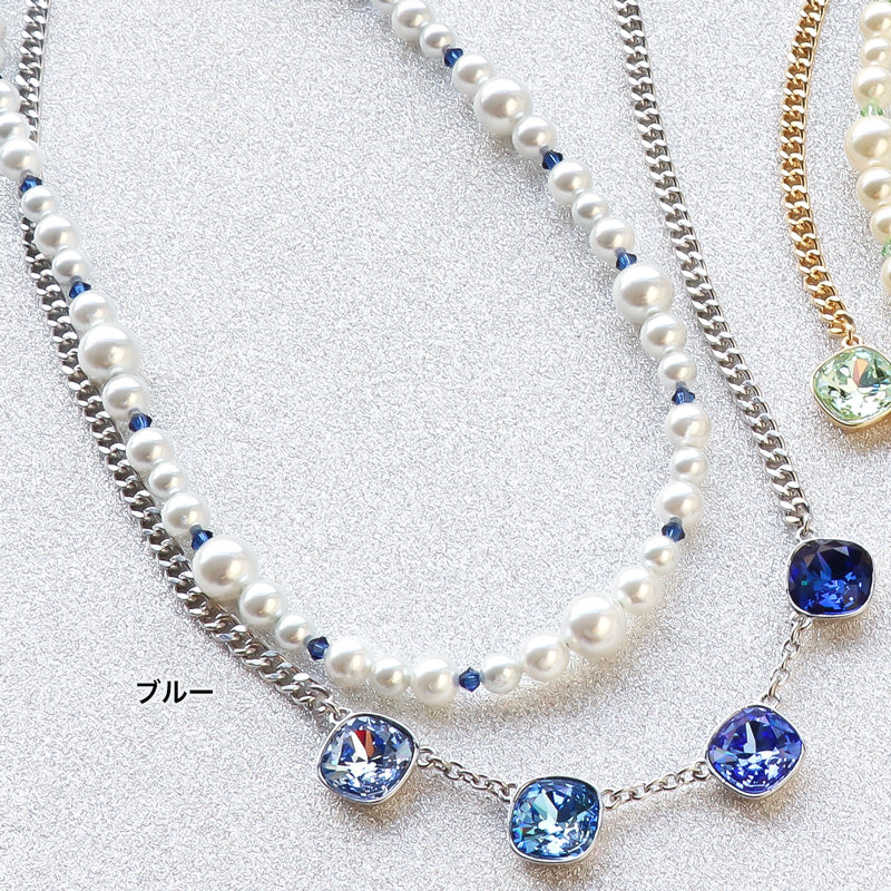 レシピNo.KR1171 貴和クリスタルのレイヤードネックレス