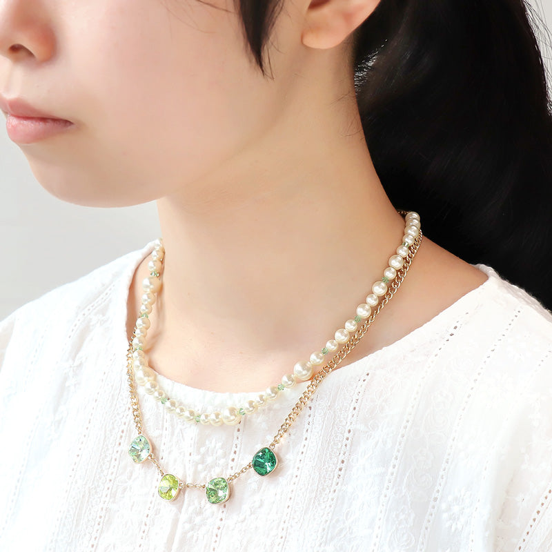 レシピNo.KR1171 貴和クリスタルのレイヤードネックレス