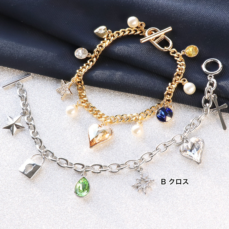 レシピNo.KR1173 貴和クリスタルのチャームブレスレット2種