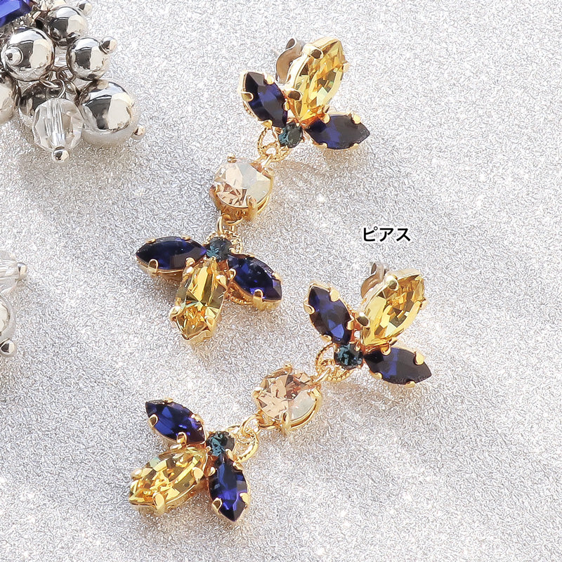 レシピNo.KR1175 貴和クリスタルダークサファイヤのイヤーアクセサリー2種