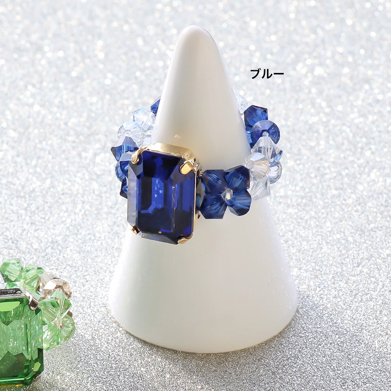 Recipe No. KR1178Kiwa crystalsBead Flower Ring