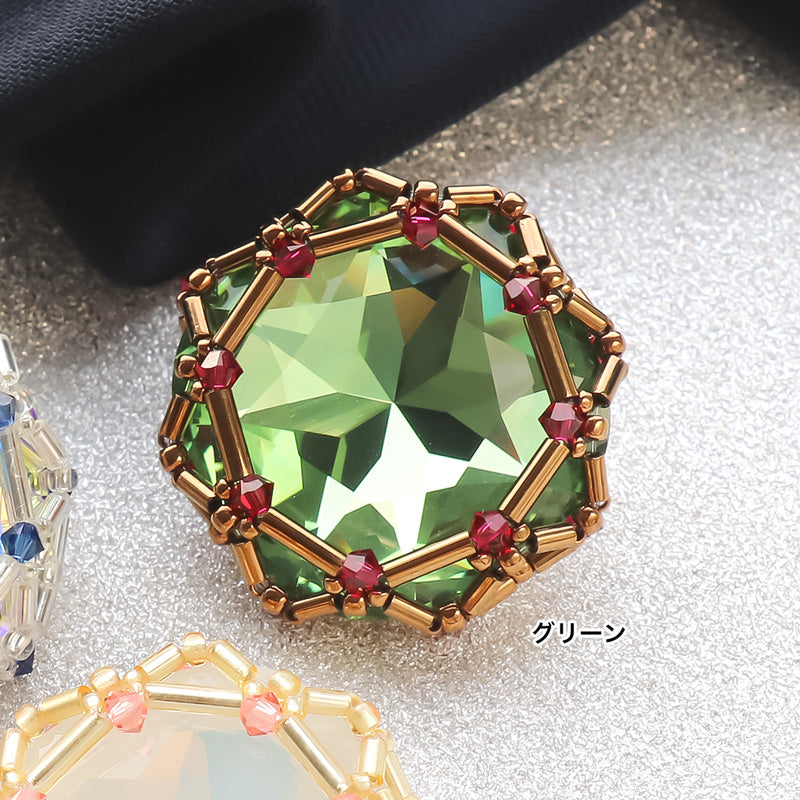 レシピNo.KR1179 貴和クリスタルのオクタゴンブローチ