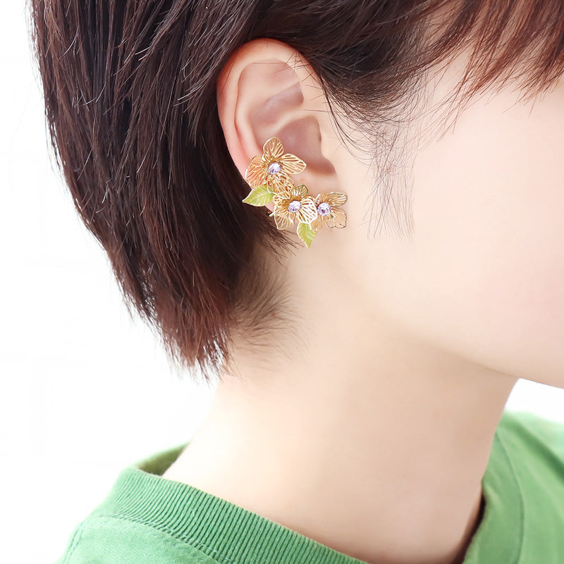 レシピNo.KR1188 エッチングパーツアナベルのイヤーアクセサリー3種