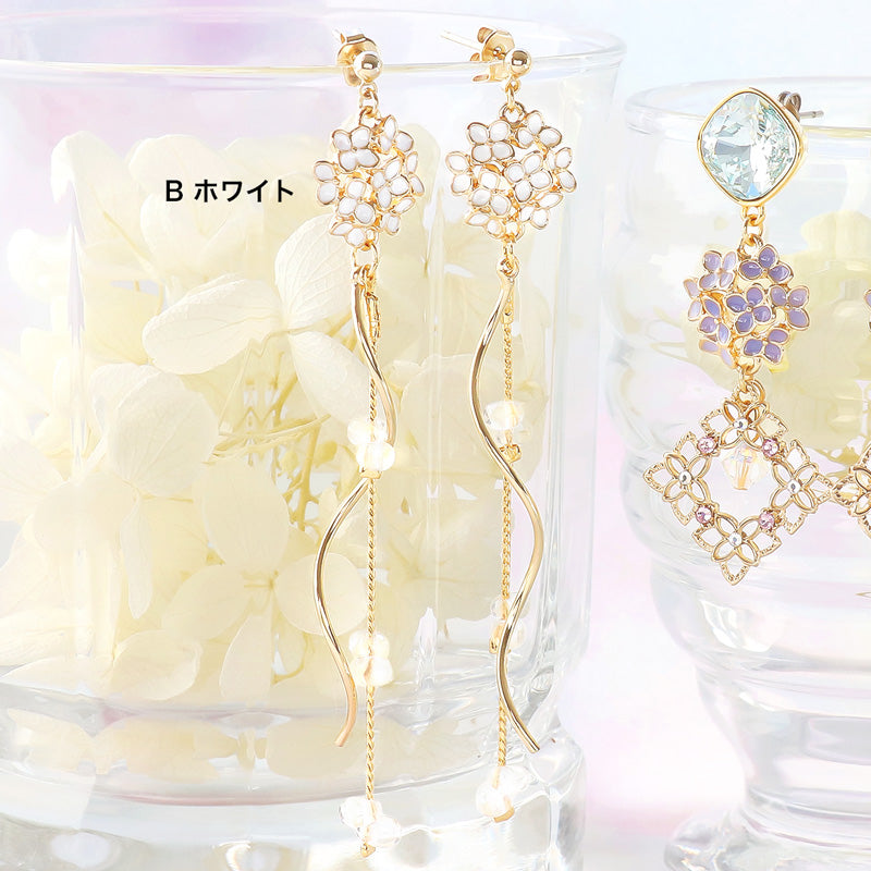 レシピNo.KR1191 チャーム紫陽花のピアス2種
