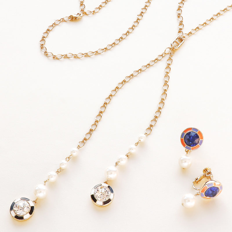 レシピNo.KR1193 石座チャームエポ付ラウンドのアクセサリー2種