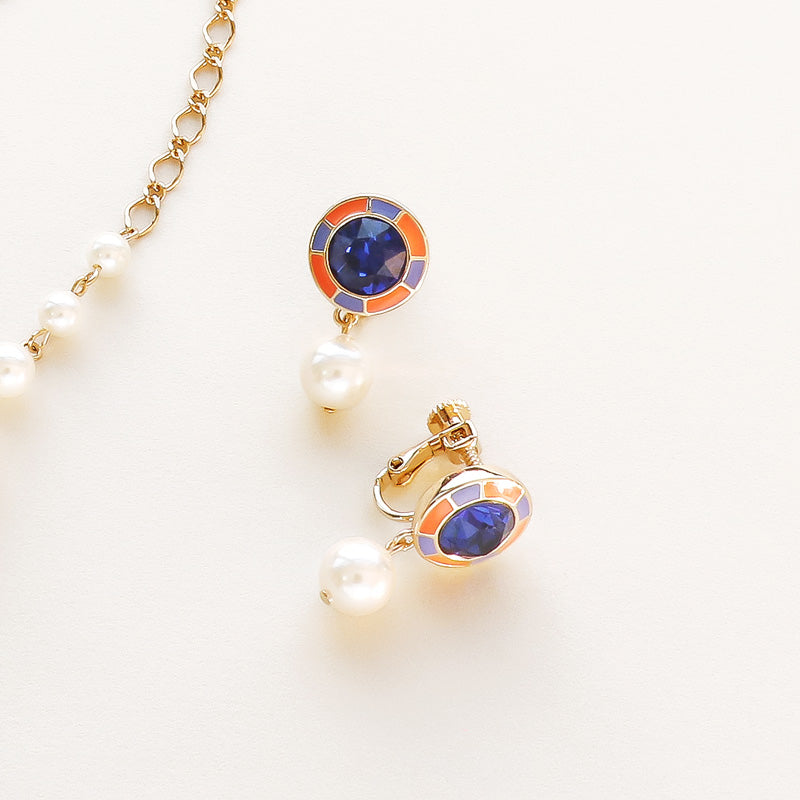 レシピNo.KR1193 石座チャームエポ付ラウンドのアクセサリー2種