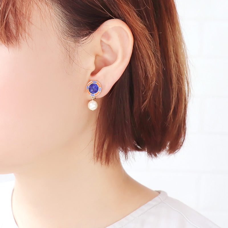 レシピNo.KR1193 石座チャームエポ付ラウンドのアクセサリー2種