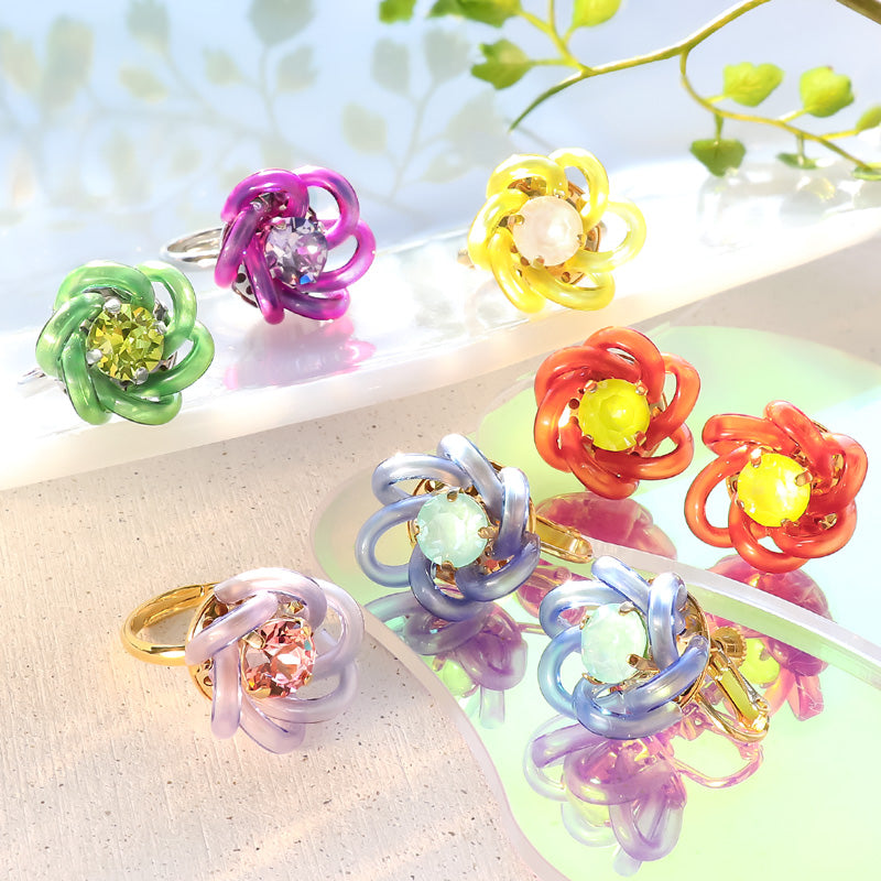レシピNo.KR1199 PVCコードチューブのフラワーアクセサリー3種