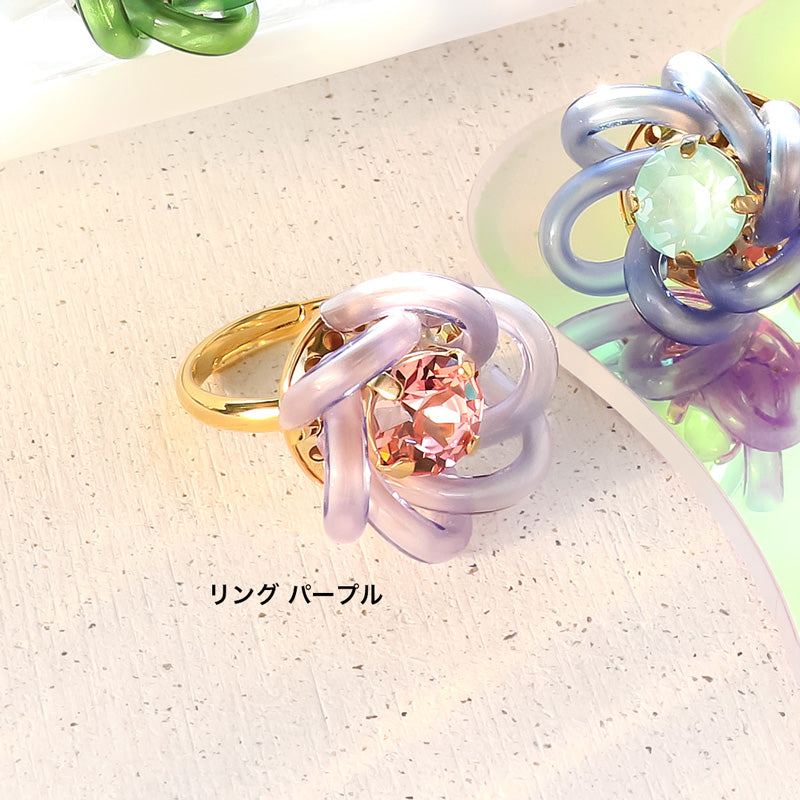 レシピNo.KR1199 PVCコードチューブのフラワーアクセサリー3種
