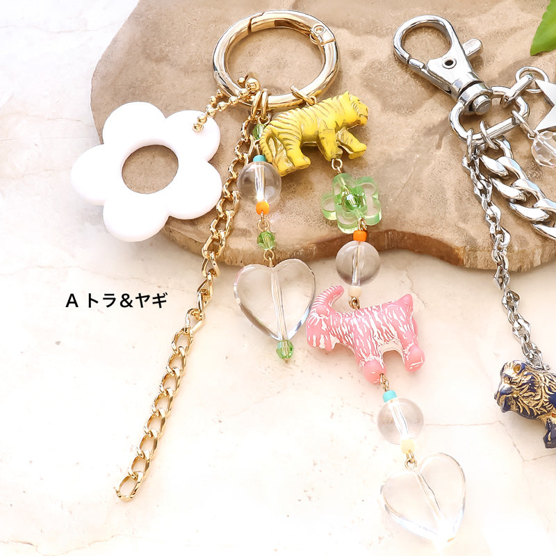 レシピNo.KR1201 ドイツ製アクリルのアニマルバッグチャーム2種