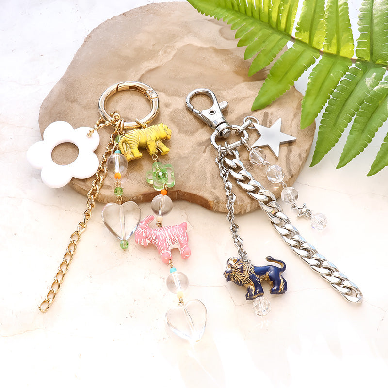 レシピNo.KR1201 ドイツ製アクリルのアニマルバッグチャーム2種