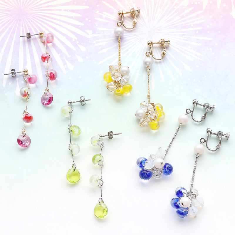 レシピNo.KR1202 貴和クリスタルとティアドロップビーズのイヤーアクセサリー2種
