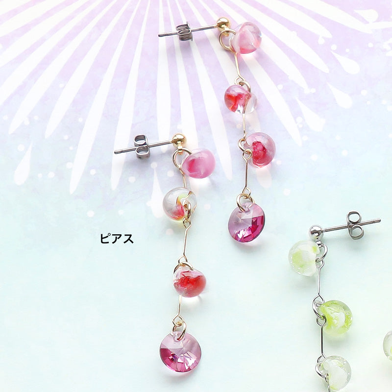 レシピNo.KR1202 貴和クリスタルとティアドロップビーズのイヤーアクセサリー2種