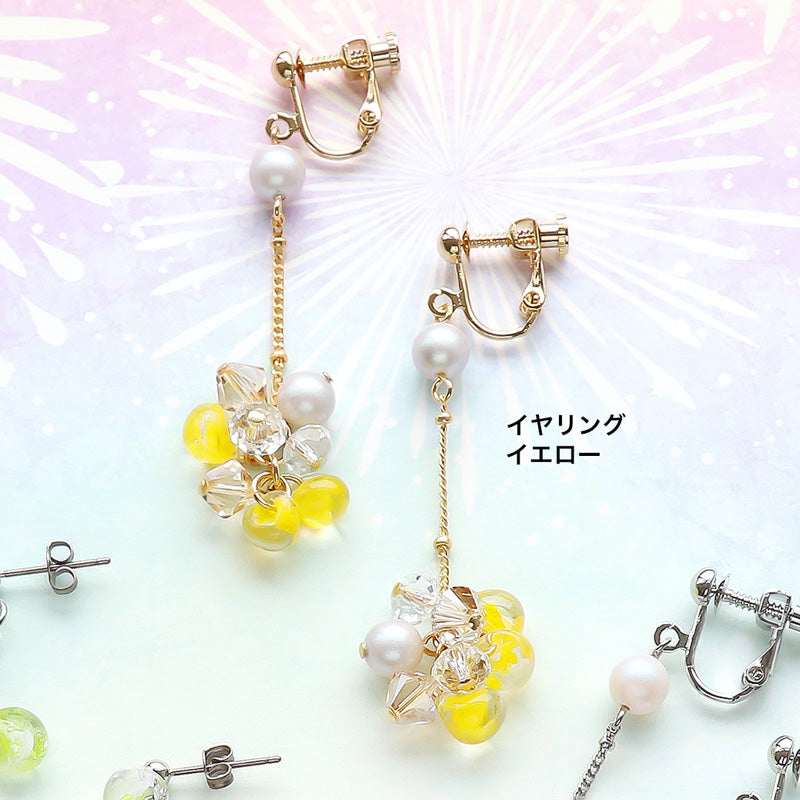 レシピNo.KR1202 貴和クリスタルとティアドロップビーズのイヤーアクセサリー2種