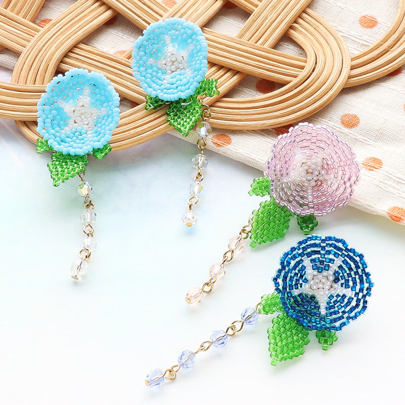 Recipe No. KR1204 Morning glory bead stitch earrings