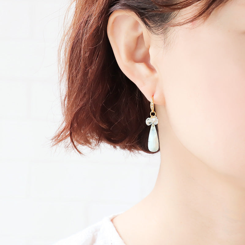 レシピNo.KR1205 天然石ロングドロップのアクセサリー4種