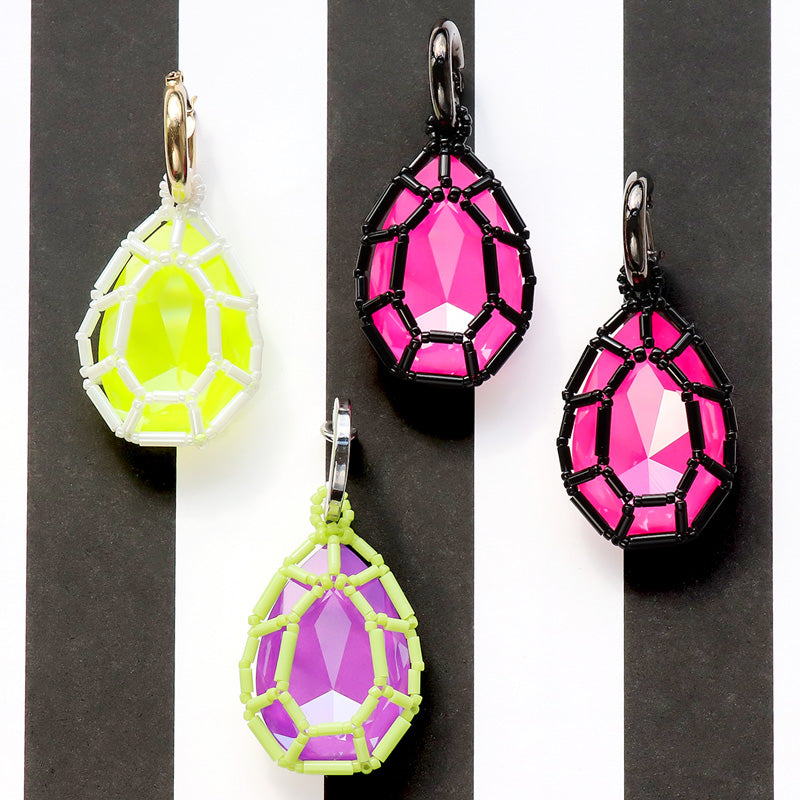 Recipe No. KR1223Kiwa crystals Electric colour big drop ear accessories