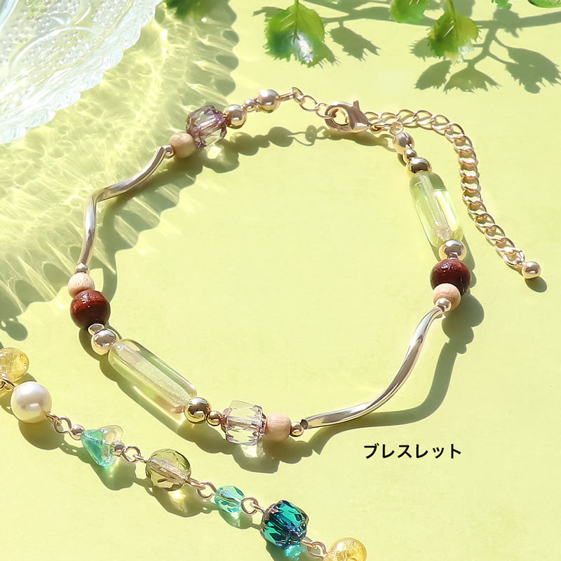 レシピNo.KR1225 チェコビーズとウェーブメタルのアクセサリー2種