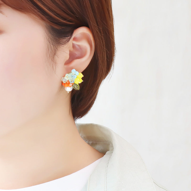 レシピNo.KR1228 チェコビーズの木の実ピアス