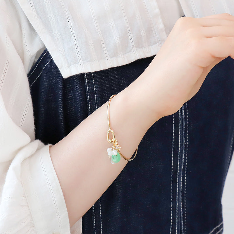 レシピNo.KR1234 天然石のワイヤーブレスレット2種