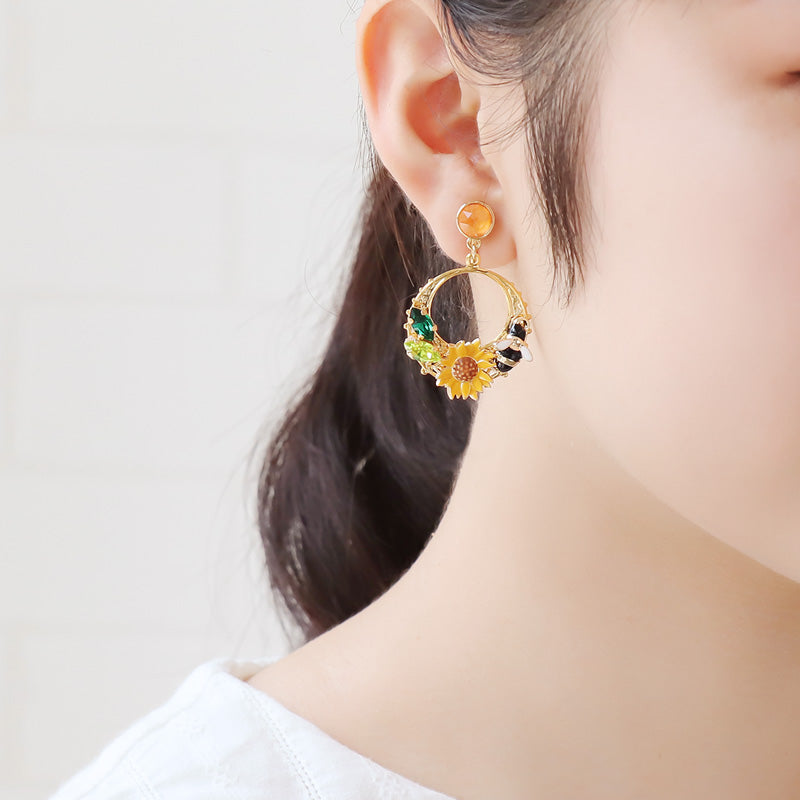 レシピNo.KR1236 チャームひまわりのアクセサリー3種