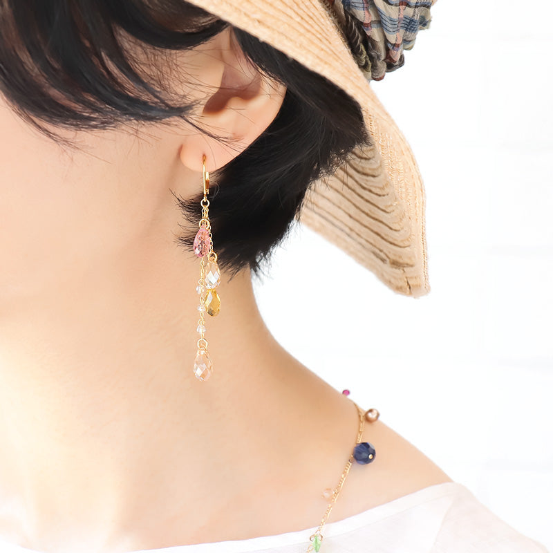 レシピNo.KR1238 貴和クリスタルのドロップフリンジアクセサリー2種