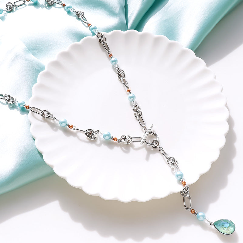 レシピNo.KR1242 クリスタルパールのY字2WAYネックレス