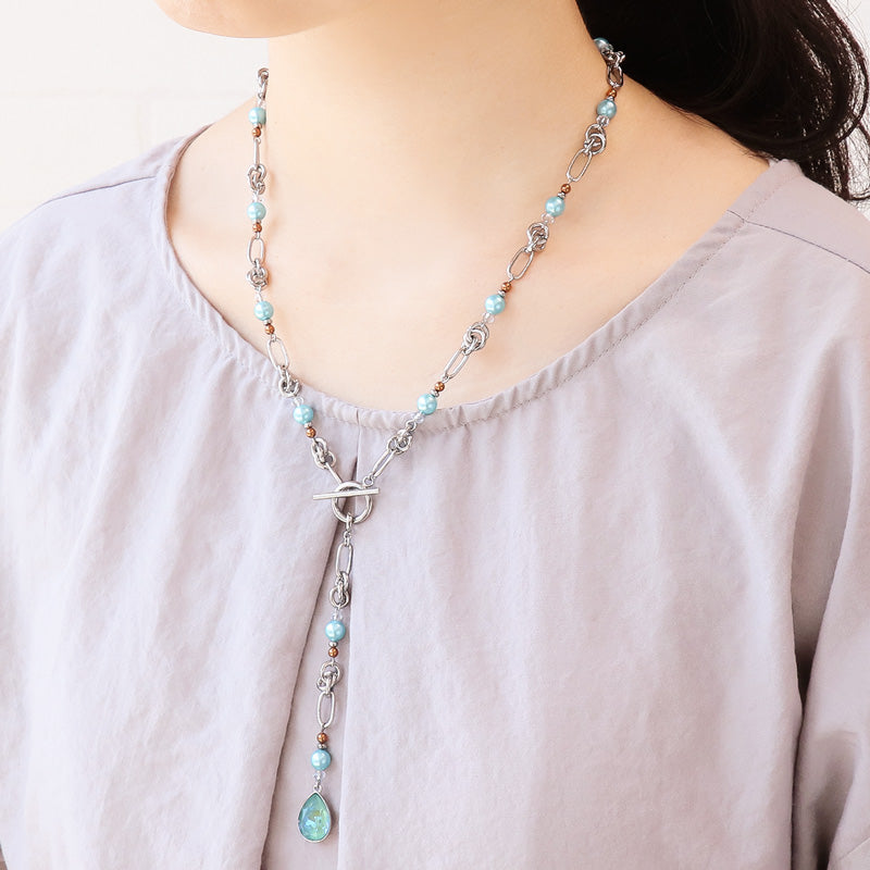 レシピNo.KR1242 クリスタルパールのY字2WAYネックレス