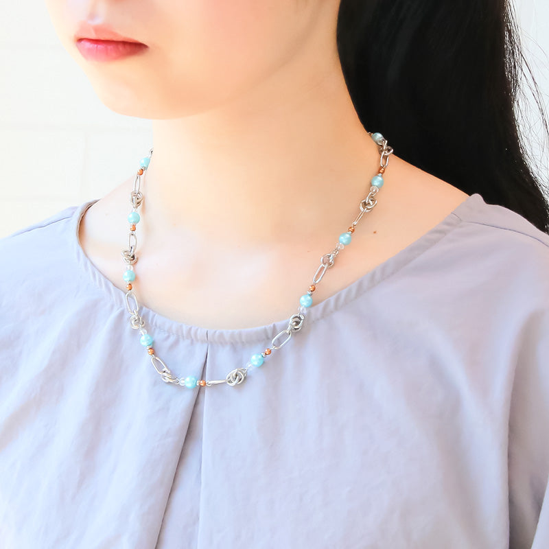 レシピNo.KR1242 クリスタルパールのY字2WAYネックレス