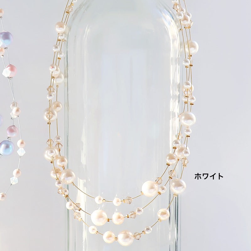 レシピNo.KR1327 貴和クリスタルのカスケードネックレス