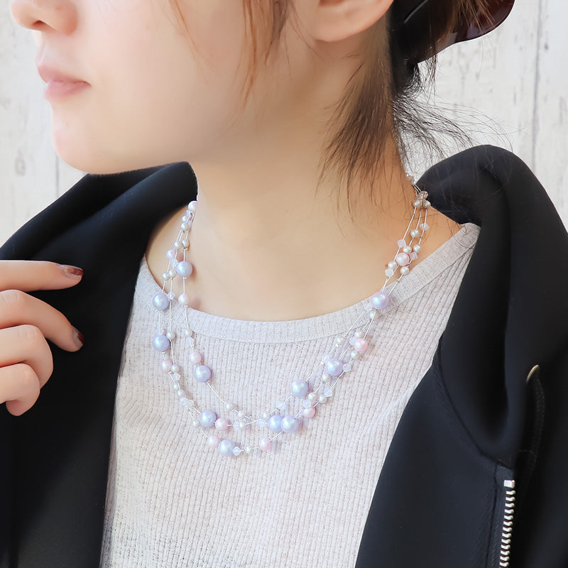 レシピNo.KR1327 貴和クリスタルのカスケードネックレス