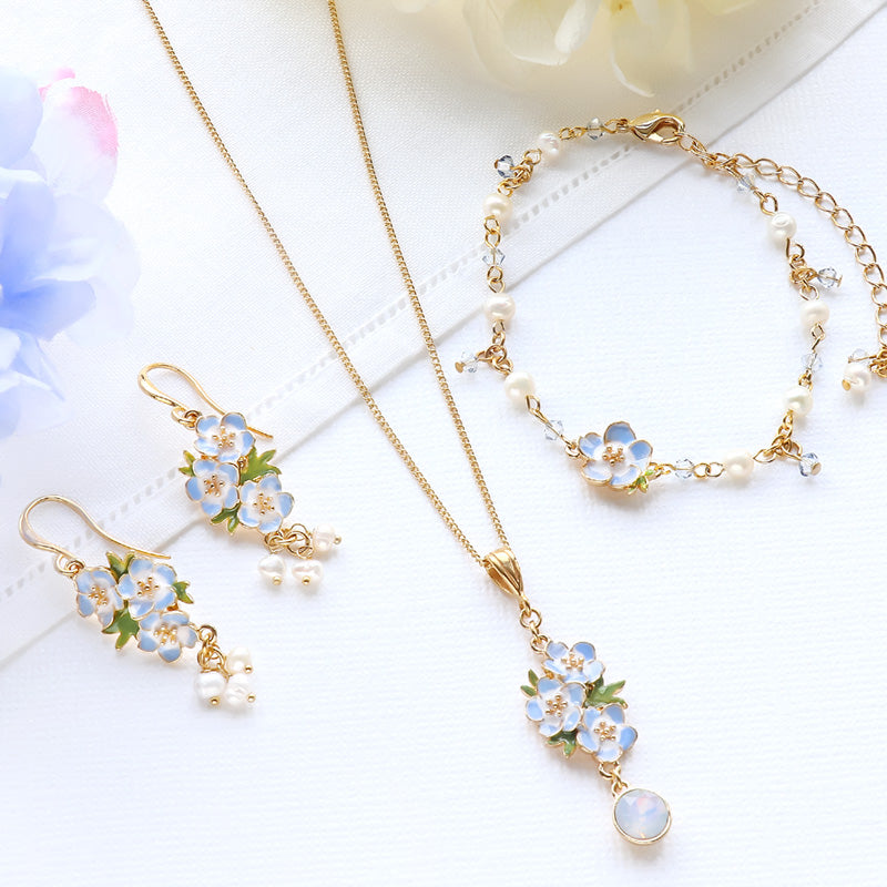 レシピNo.KR1337 チャームネモフィラのフェミニンテイストアクセサリー3種