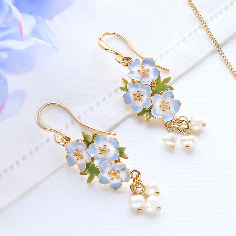 レシピNo.KR1337 チャームネモフィラのフェミニンテイストアクセサリー3種