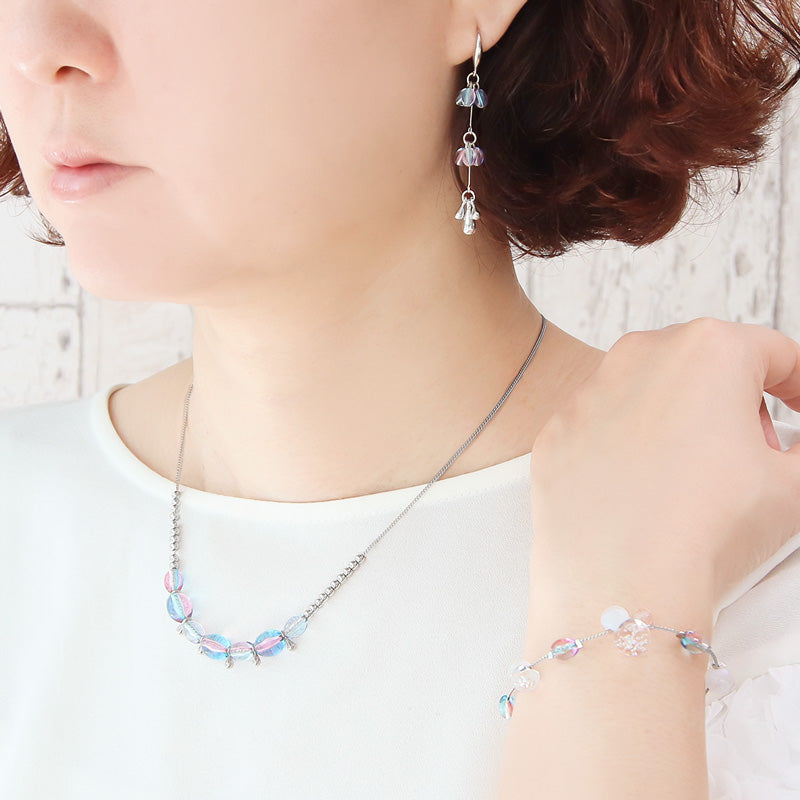 レシピNo.KR1339 アクリルナツメビーズのブルートーンアクセサリー3種