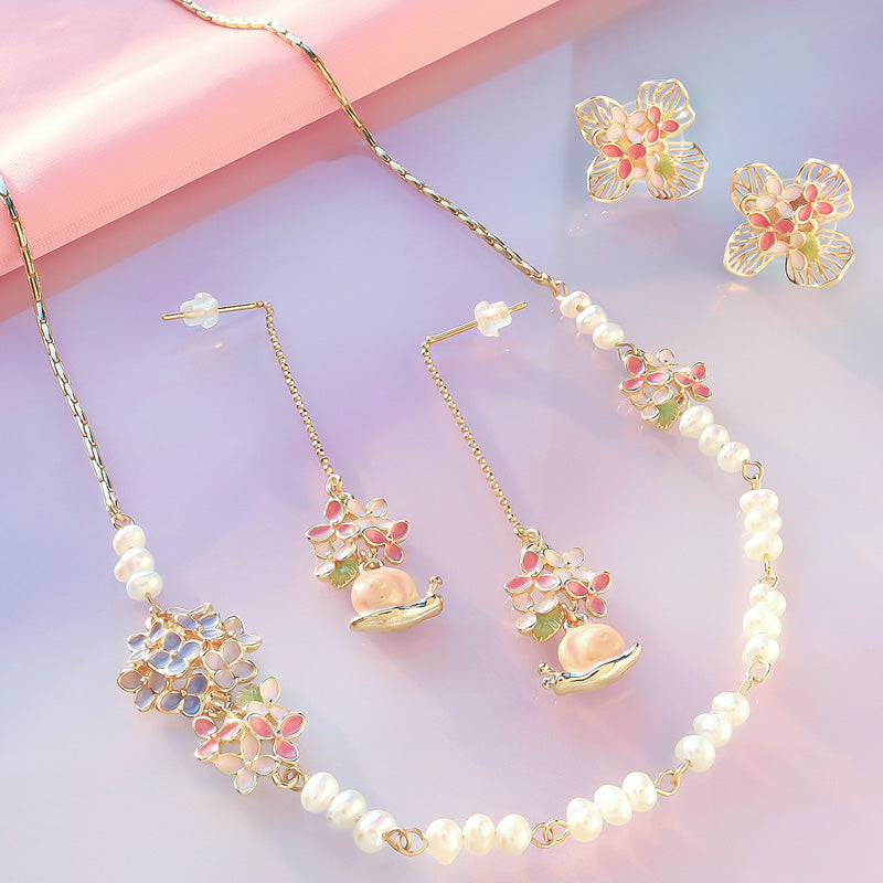 レシピNo.KR1342 チャームアナベルのピンクテイストアクセサリー3種