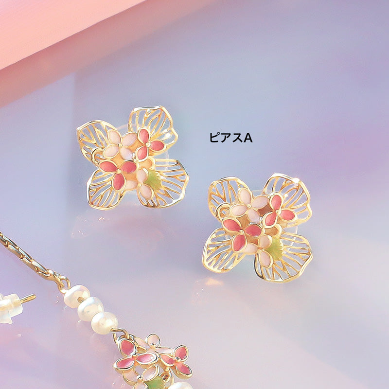 レシピNo.KR1342 チャームアナベルのピンクテイストアクセサリー3種