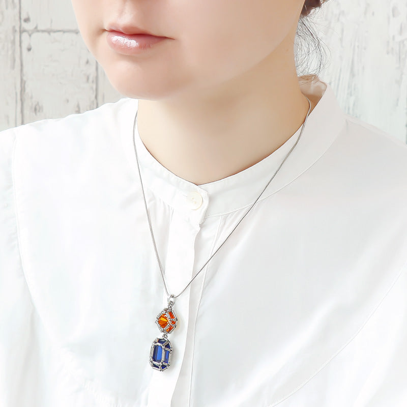 レシピNo.KR1348 貴和クリスタル宝石編みプリンセスのスクエアシェイプネックレス