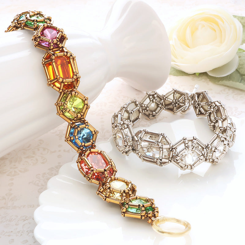 レシピNo.KR1349 貴和クリスタル宝石編みプリンセスのブレスレット