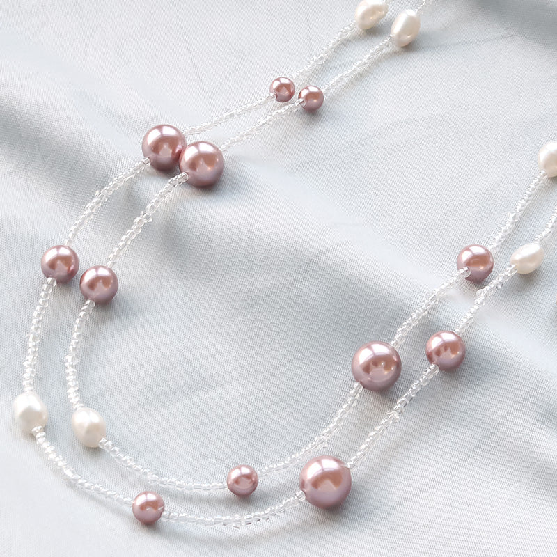 レシピNo.KR1350 クリスタルパールと淡水パールのネック&ピアス