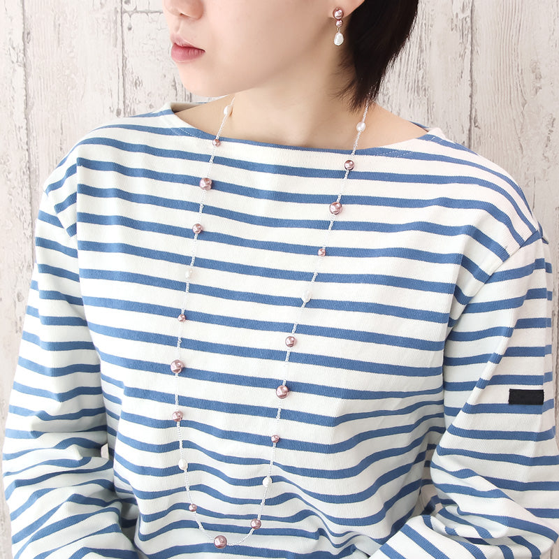 レシピNo.KR1350 クリスタルパールと淡水パールのネック&ピアス