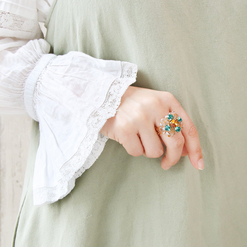 レシピNo.KR1353 貴和クリスタルのモザイクビジューリング