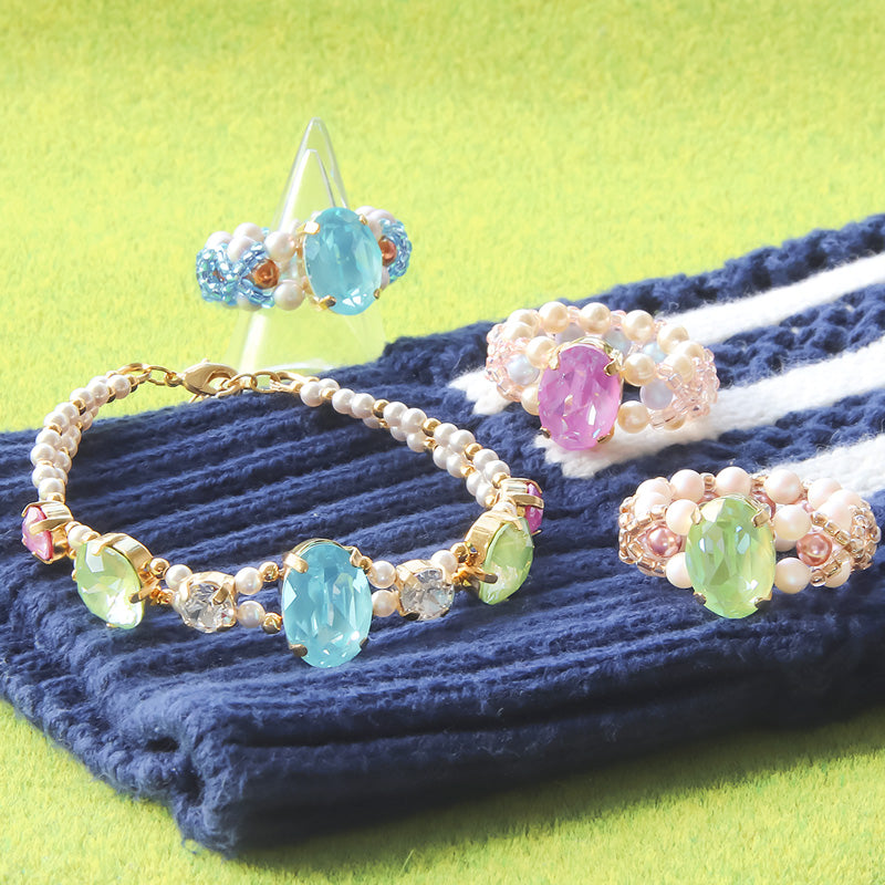 レシピNo.KR1357 貴和クリスタルのトロピカルアクセサリー2種