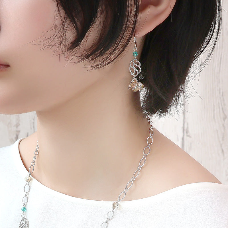 Recipe No.KR1363 Charm water snake I neck and earrings