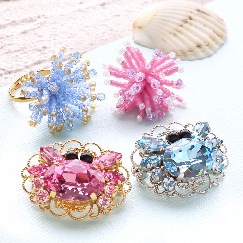 ♡マーメイド♡★エアリーフロー　4点セット Recipe No.KR1373 3 types of marine motif accessories – 貴和製作所