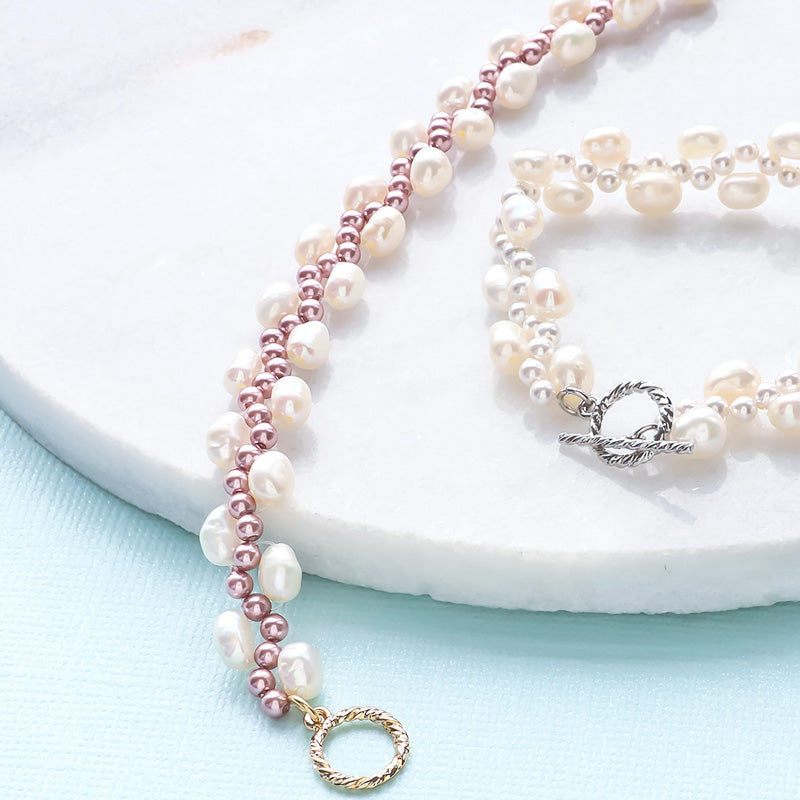 Recipe No.KR1375Kiwa crystalsBracelet made of pearl and freshwater pearl